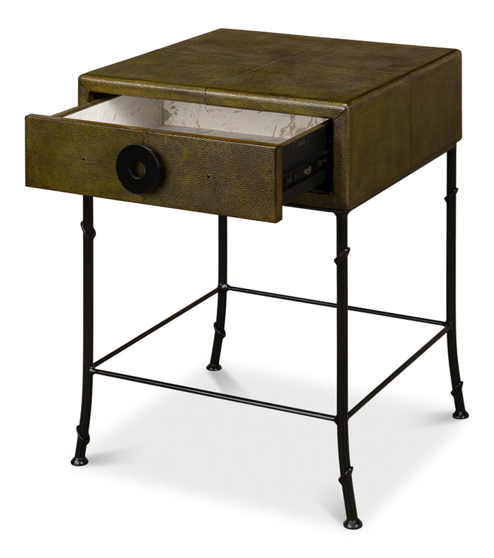 American Home Furniture | Sarreid - Gabriella Shagreen Side Table - Leaf