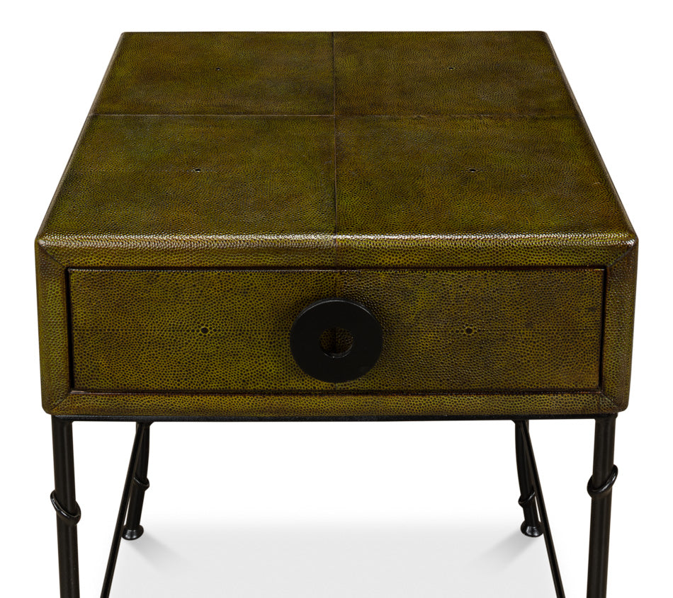 American Home Furniture | Sarreid - Gabriella Shagreen Side Table - Leaf