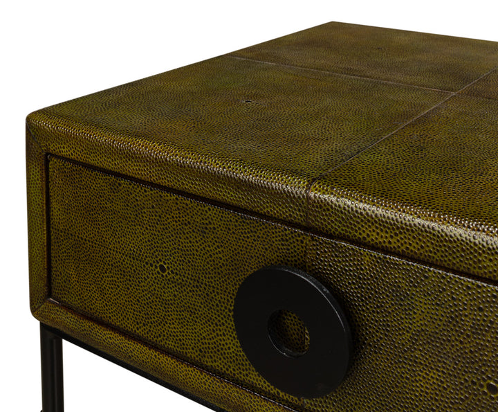 American Home Furniture | Sarreid - Gabriella Shagreen Side Table - Leaf