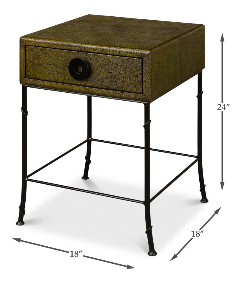 American Home Furniture | Sarreid - Gabriella Shagreen Side Table - Leaf