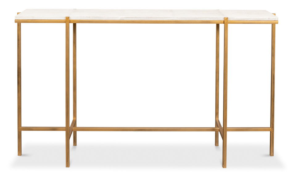 American Home Furniture | Sarreid - Shagreen Console Table - Osprey White