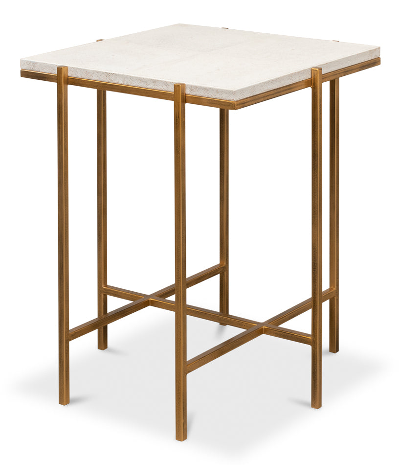 American Home Furniture | Sarreid - Shagreen Side Table - Osprey White