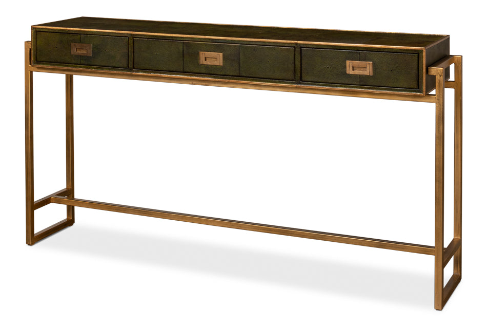 American Home Furniture | Sarreid - Shagreen Console Table - Leaf