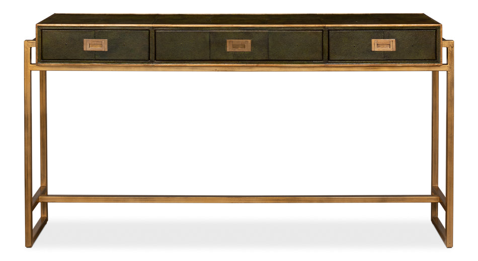 American Home Furniture | Sarreid - Shagreen Console Table - Leaf