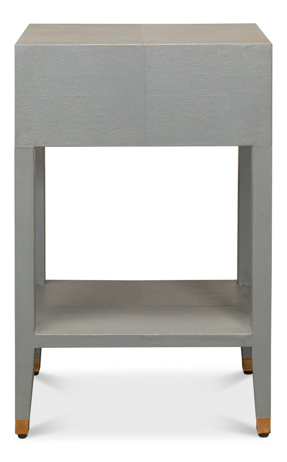 American Home Furniture | Sarreid - Gabriella Shagreen Nightstand Storm Grey