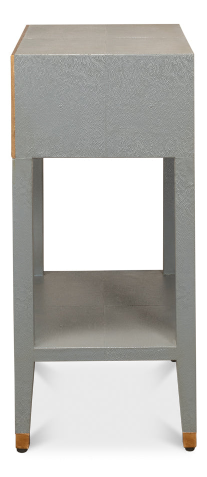 American Home Furniture | Sarreid - Gabriella Shagreen Nightstand Storm Grey