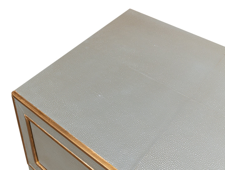 American Home Furniture | Sarreid - Gabriella Shagreen Nightstand Storm Grey