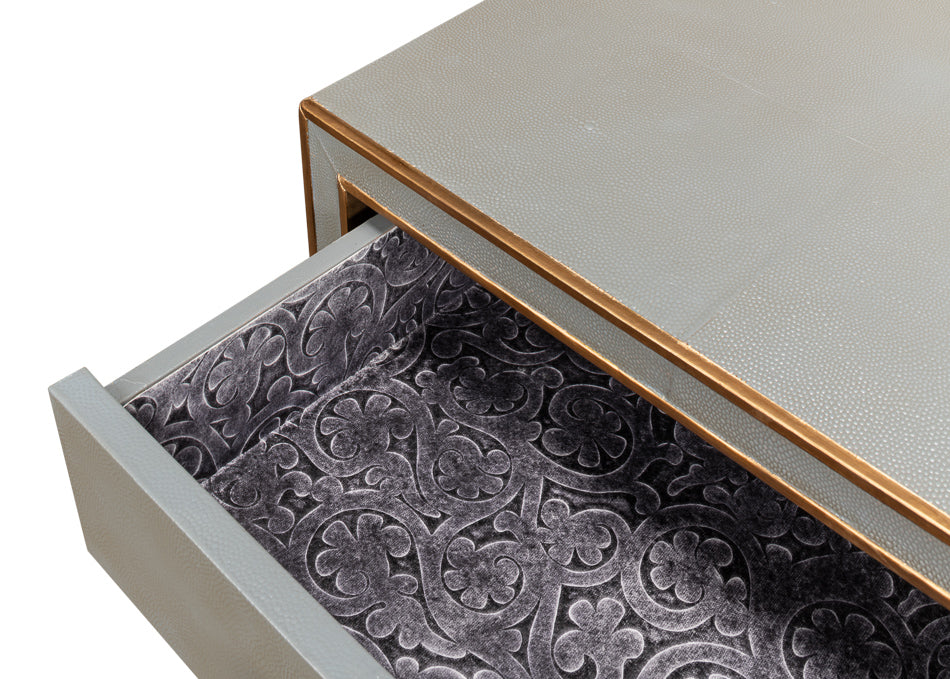 American Home Furniture | Sarreid - Gabriella Shagreen Nightstand Storm Grey