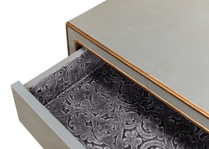 American Home Furniture | Sarreid - Gabriella Shagreen Nightstand Storm Grey