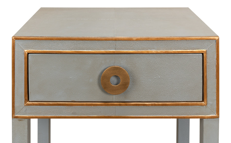 American Home Furniture | Sarreid - Gabriella Shagreen Nightstand Storm Grey