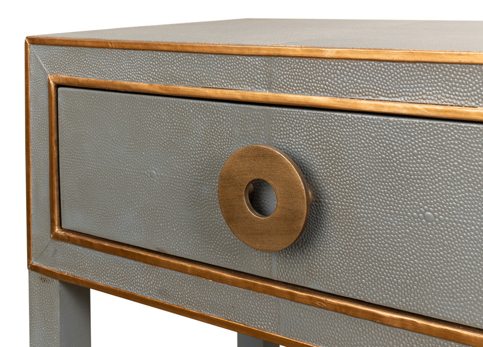 American Home Furniture | Sarreid - Gabriella Shagreen Nightstand Storm Grey