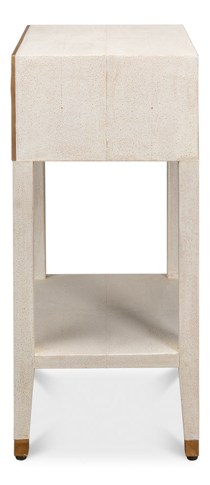 American Home Furniture | Sarreid - Gabriella Shagreen Nightstand Osprey Wht