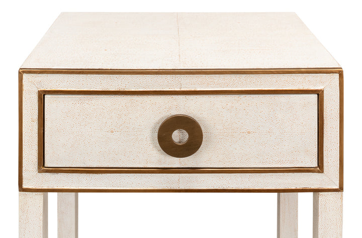 American Home Furniture | Sarreid - Gabriella Shagreen Nightstand Osprey Wht