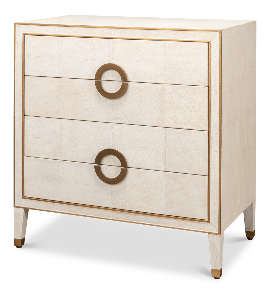 American Home Furniture | Sarreid - Gabriella Shagreen 4 Drawer Chest - White