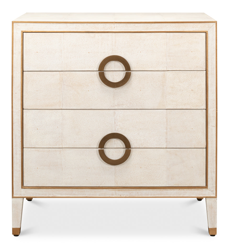 American Home Furniture | Sarreid - Gabriella Shagreen 4 Drawer Chest - White