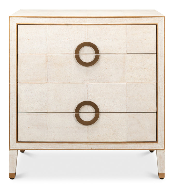 American Home Furniture | Sarreid - Gabriella Shagreen 4 Drawer Chest - White