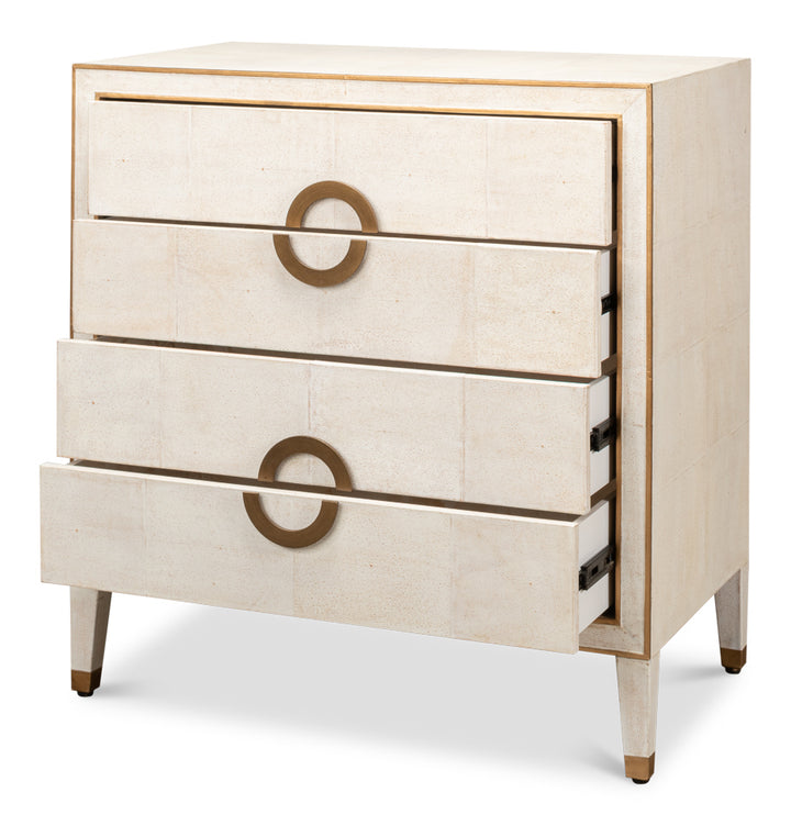 American Home Furniture | Sarreid - Gabriella Shagreen 4 Drawer Chest - White