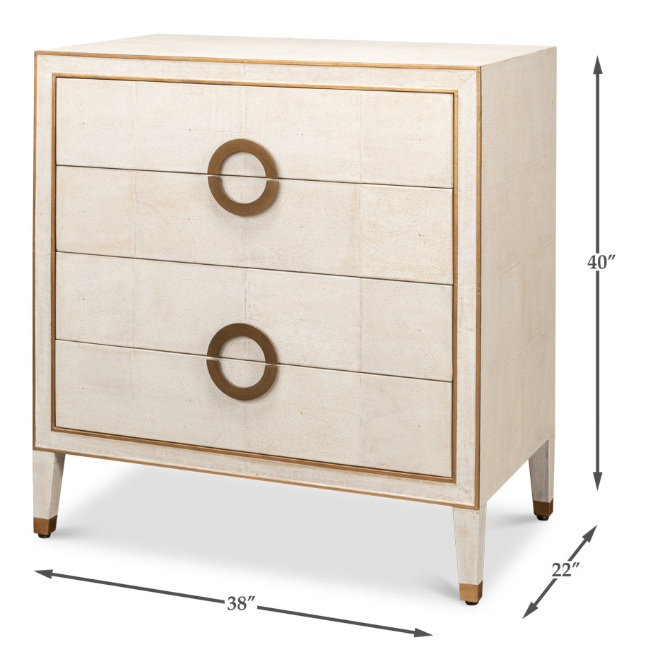 American Home Furniture | Sarreid - Gabriella Shagreen 4 Drawer Chest - White