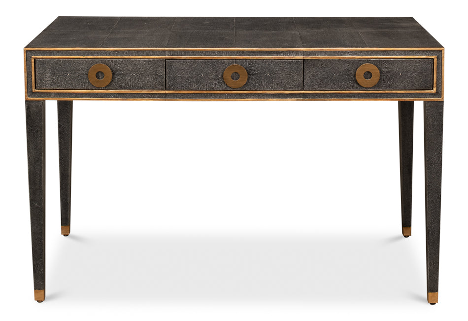 American Home Furniture | Sarreid - Gabriella Shagreen Desk/Table Ant.Grey