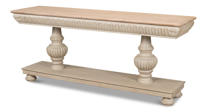 American Home Furniture | Sarreid - Hugo Console - Stone Grey W/Natural Top