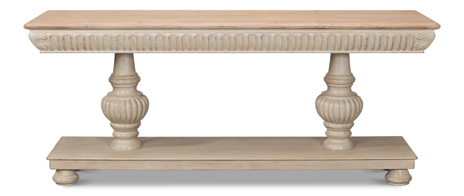 American Home Furniture | Sarreid - Hugo Console - Stone Grey W/Natural Top