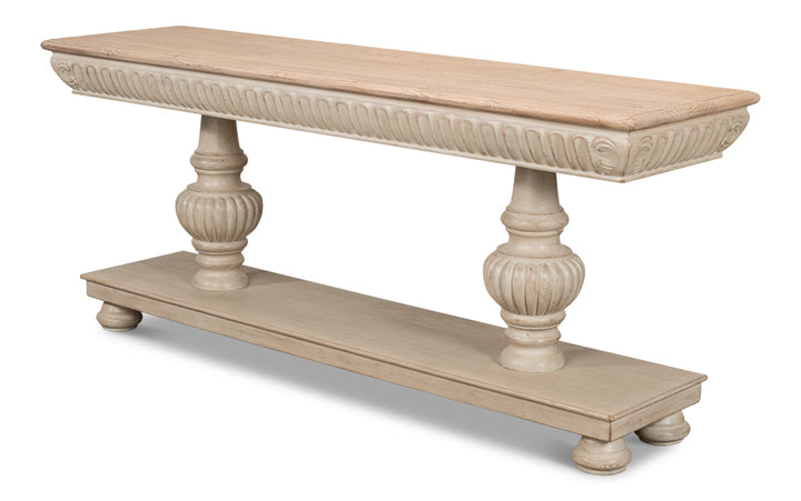 American Home Furniture | Sarreid - Hugo Console - Stone Grey W/Natural Top