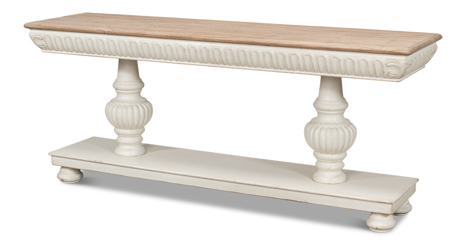 American Home Furniture | Sarreid - Hugo Console - Ant.White W/Natural Top