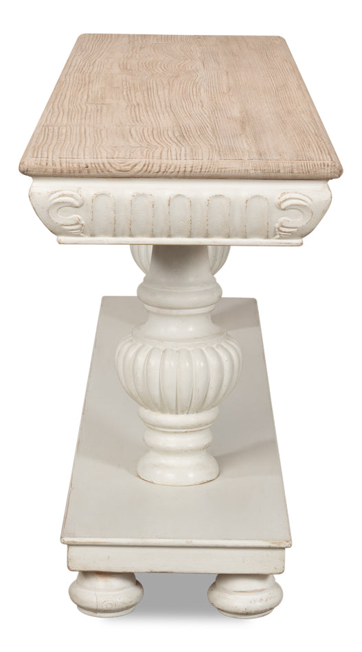 American Home Furniture | Sarreid - Hugo Console - Ant.White W/Natural Top