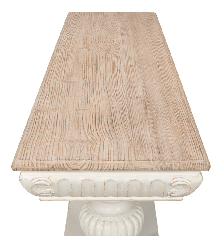 American Home Furniture | Sarreid - Hugo Console - Ant.White W/Natural Top