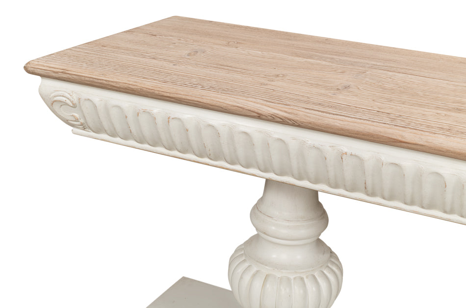 American Home Furniture | Sarreid - Hugo Console - Ant.White W/Natural Top