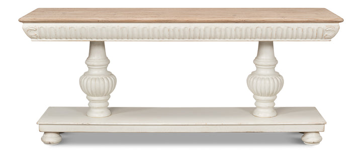 American Home Furniture | Sarreid - Hugo Console - Ant.White W/Natural Top