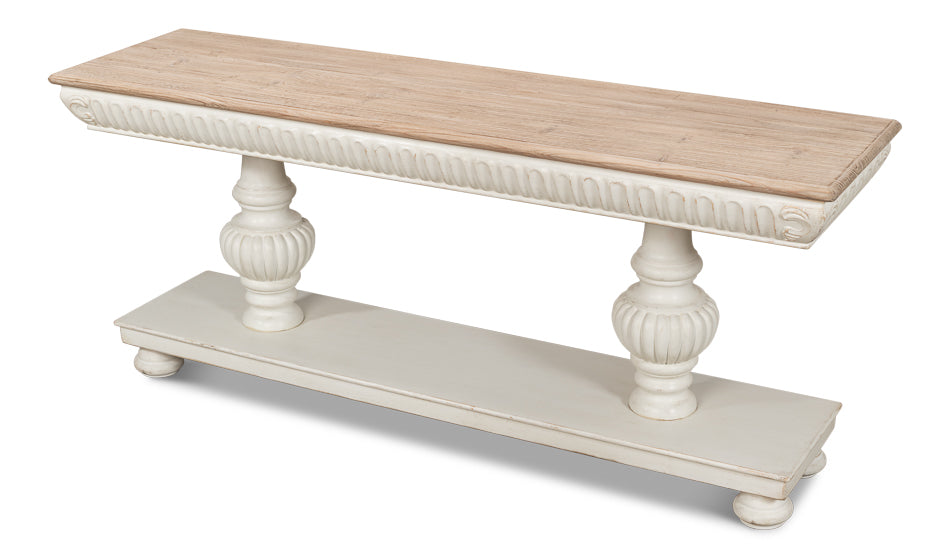 American Home Furniture | Sarreid - Hugo Console - Ant.White W/Natural Top