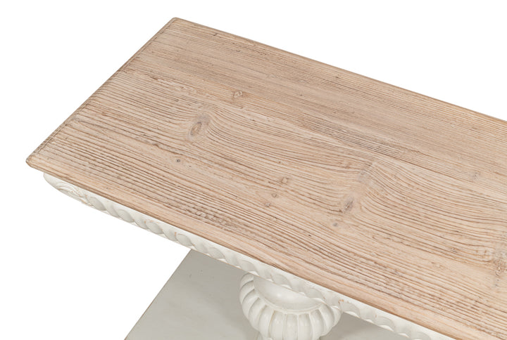 American Home Furniture | Sarreid - Hugo Console - Ant.White W/Natural Top