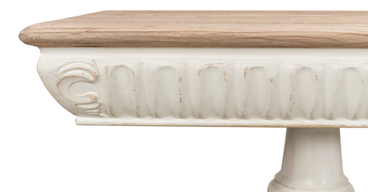 American Home Furniture | Sarreid - Hugo Console - Ant.White W/Natural Top