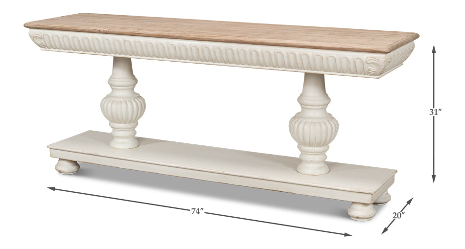 American Home Furniture | Sarreid - Hugo Console - Ant.White W/Natural Top