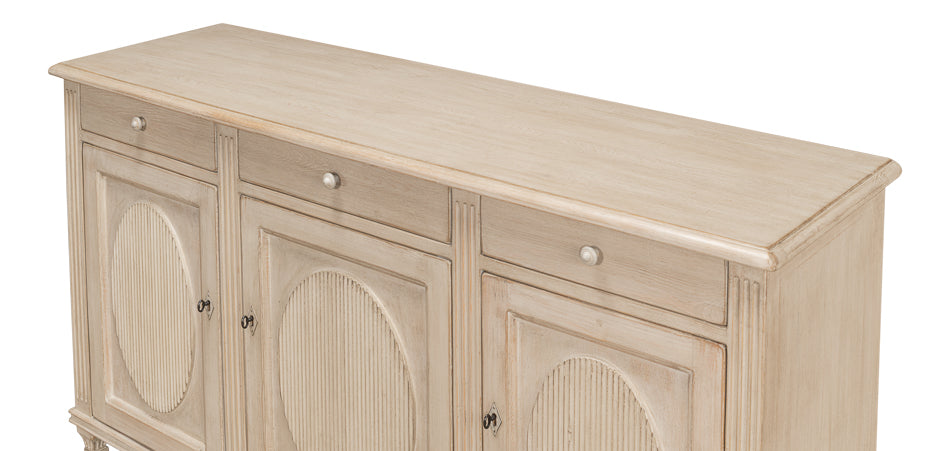 American Home Furniture | Sarreid - Ribbon Three Door Sideboard - Stone Grey 