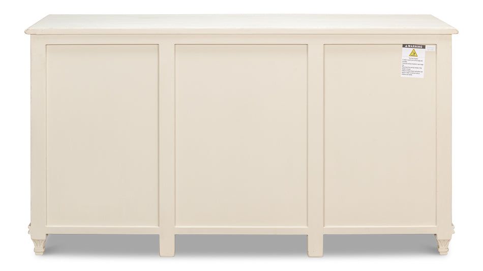 American Home Furniture | Sarreid - Ribbon Three Door Sideboard - Ant.White