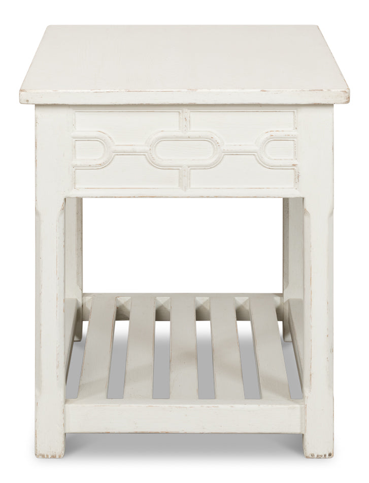 American Home Furniture | Sarreid - Isla Side Table - Antique White