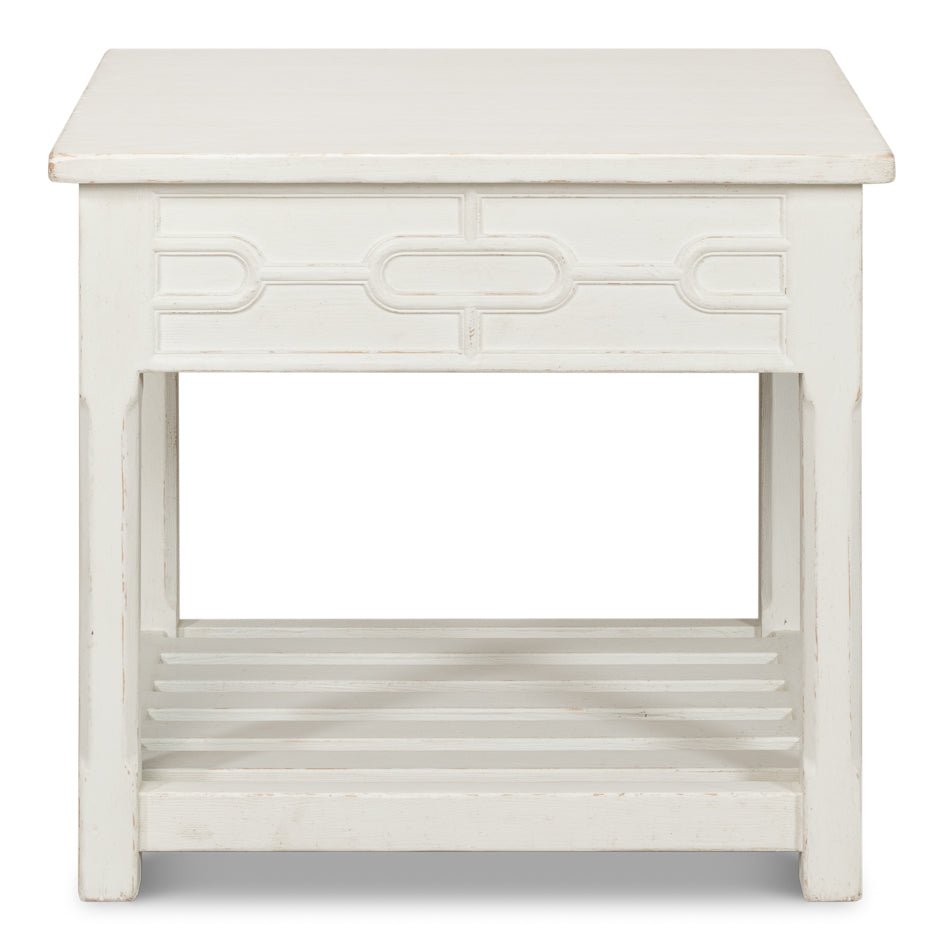 American Home Furniture | Sarreid - Isla Side Table - Antique White