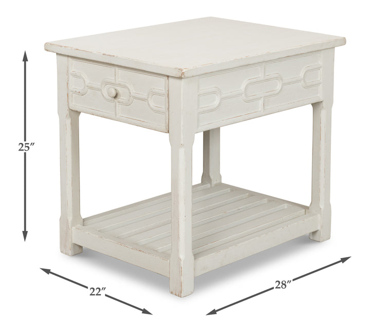 American Home Furniture | Sarreid - Isla Side Table - Antique White