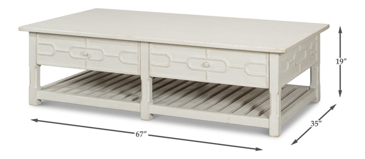 American Home Furniture | Sarreid - Isla Coffee Table - Antique White