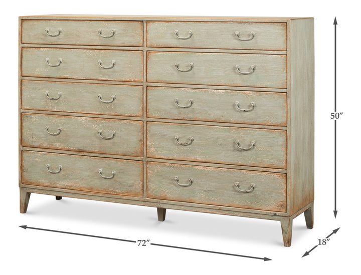 American Home Furniture | Sarreid - Willow 10 Drawer Commode - Sage