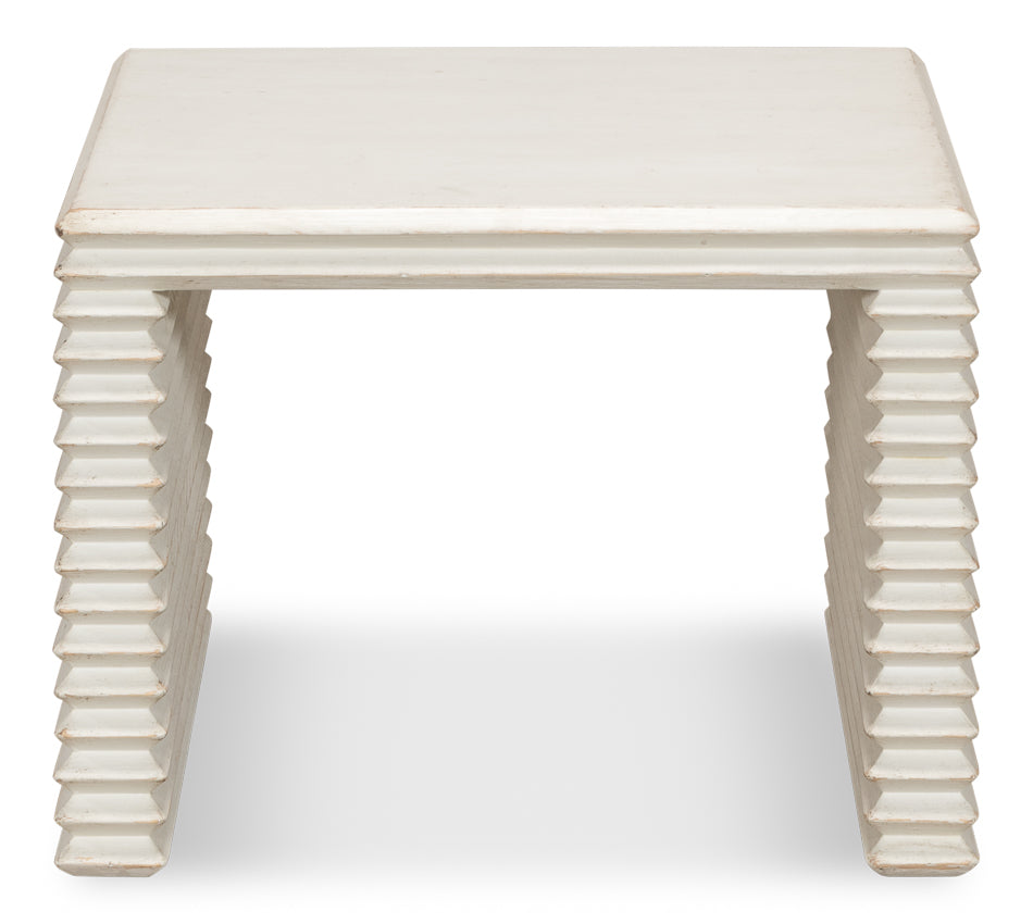 American Home Furniture | Sarreid - Stacked Stool - Antique White