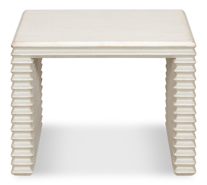 American Home Furniture | Sarreid - Stacked Stool - Antique White