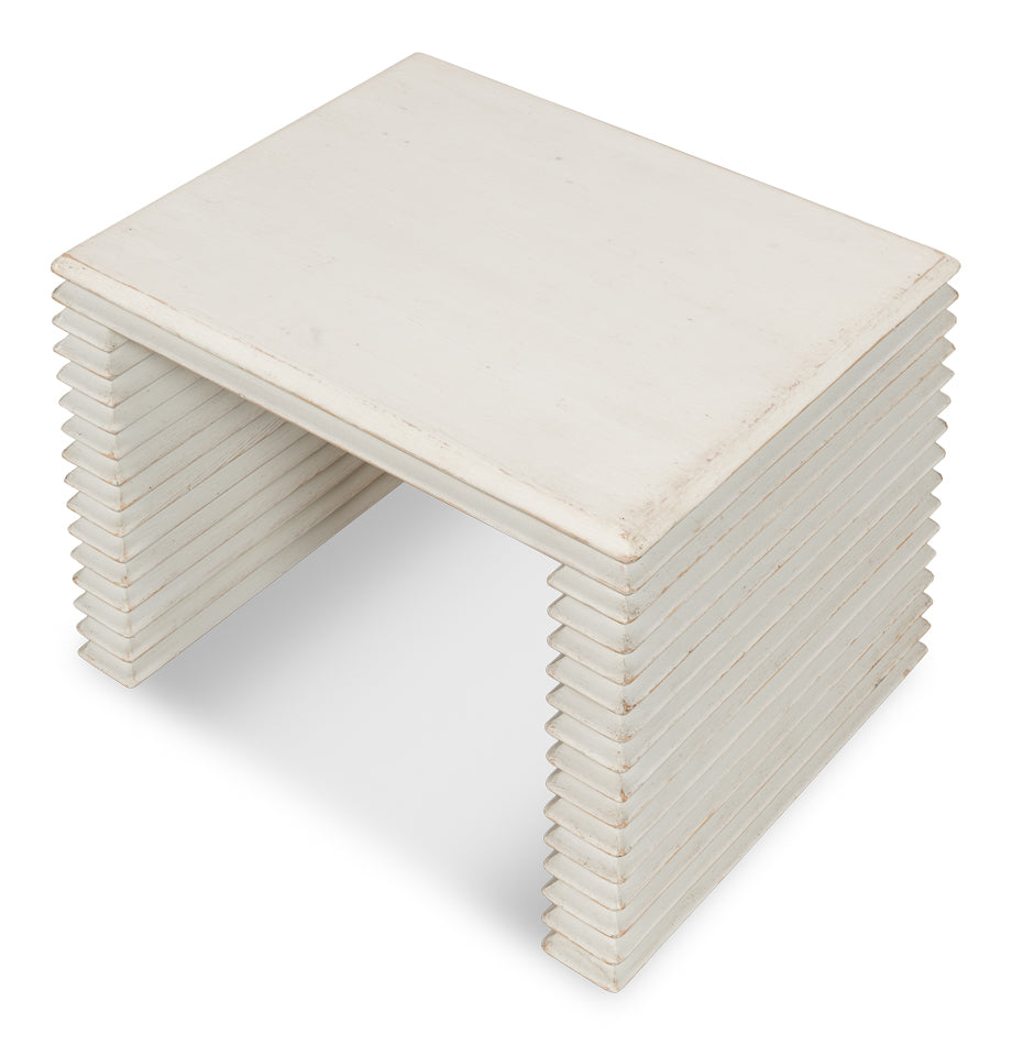 American Home Furniture | Sarreid - Stacked Stool - Antique White