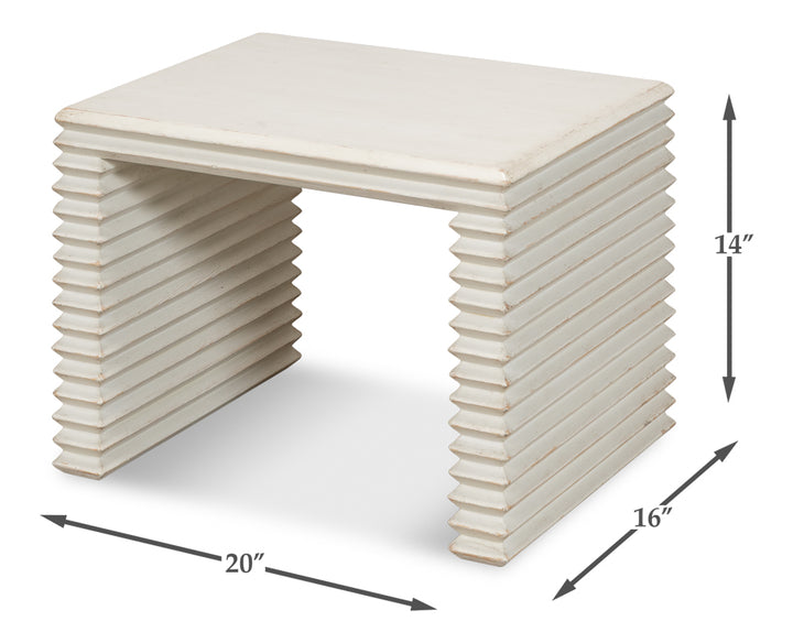 American Home Furniture | Sarreid - Stacked Stool - Antique White