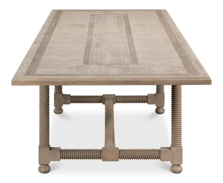 American Home Furniture | Sarreid - Jurow Equestrian Dining Table - Barn Grey