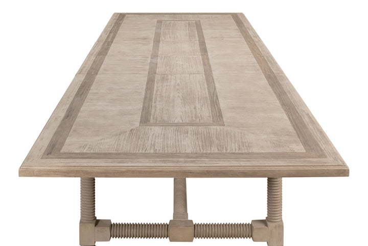 American Home Furniture | Sarreid - Jurow Equestrian Dining Table - Barn Grey