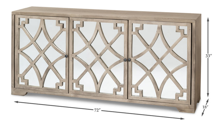 American Home Furniture | Sarreid - Olivier Three Door Mirrored Sideboard