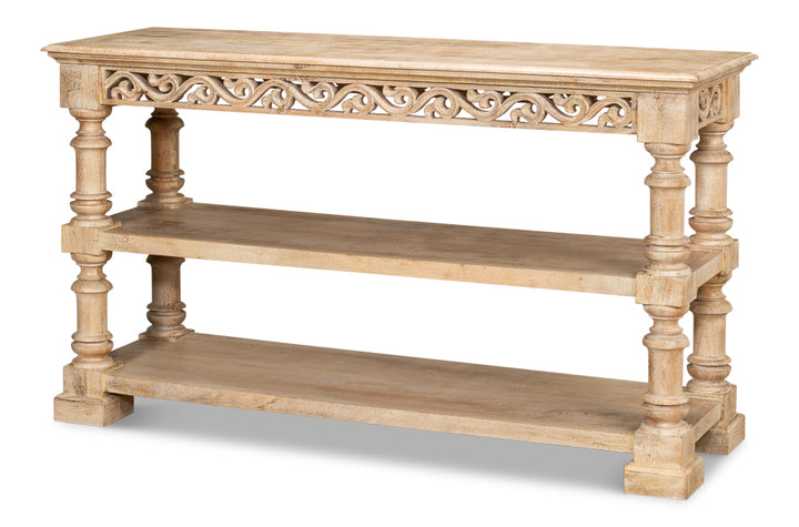 American Home Furniture | Sarreid - Fowler Carved Console W/Shelf